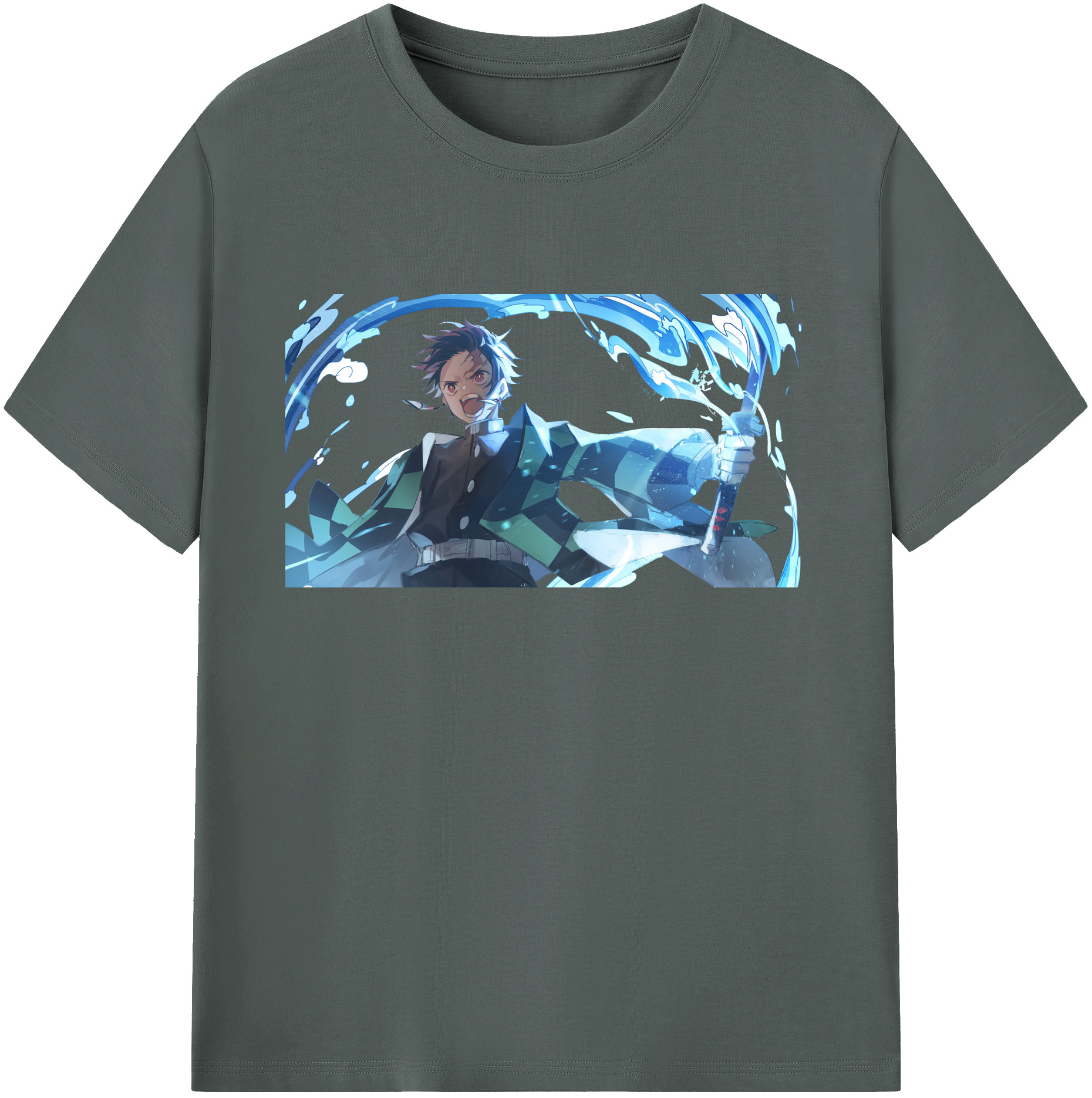 （画像用） 鬼滅の刃 竈門 炭治郎／かまど たんじろう Kamado Tanjirou 綿100％ メンズ半袖Tシャツ｜肌触りやわらか＆通気性